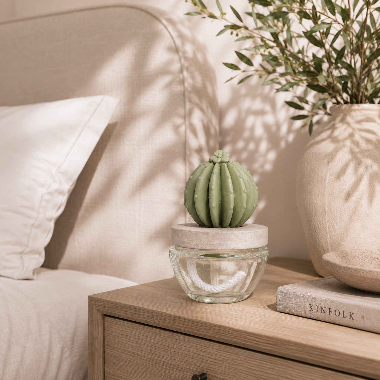 Pretty Valley Home Reed Diffuser Set Ceramic Cactus Fragrance Diffuser- 3.38 fl oz (100 ml), Home Fragrance Reed Diffuser for Bathroom Office Living Room Dining Table Decor-OCEAN BREEZE