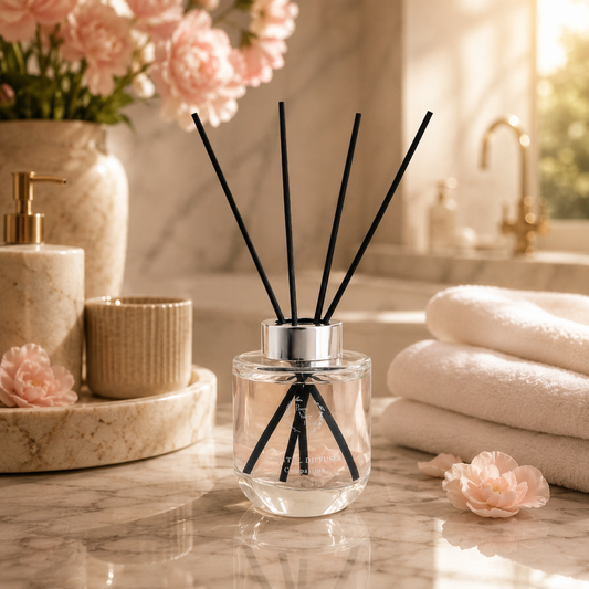 Pretty Valley Home Crystal Reed Diffuser with Rose Quartz – Compassion & Self-Love Home Fragrance, 100ml