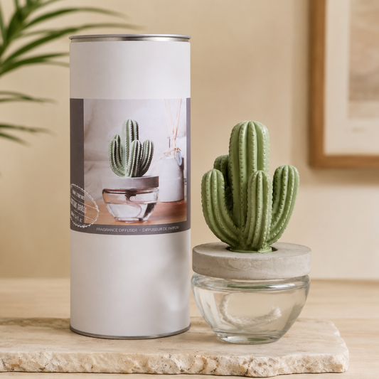 Pretty Valley Home Reed Diffuser Set Ceramic Cactus Fragrance Diffuser- 3.38 fl oz (100 ml), Home Fragrance Reed Diffuser for Bathroom Office Living Room Dining Table Decor-CUTTING GRASS