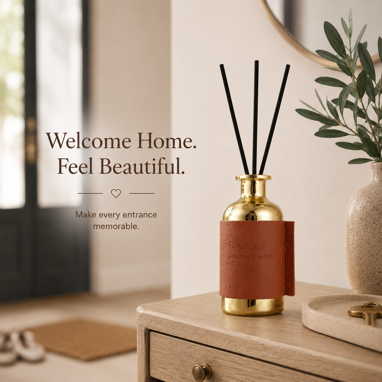 Pretty Valley Home Special Gold Leather Reed Diffuser - 80ml