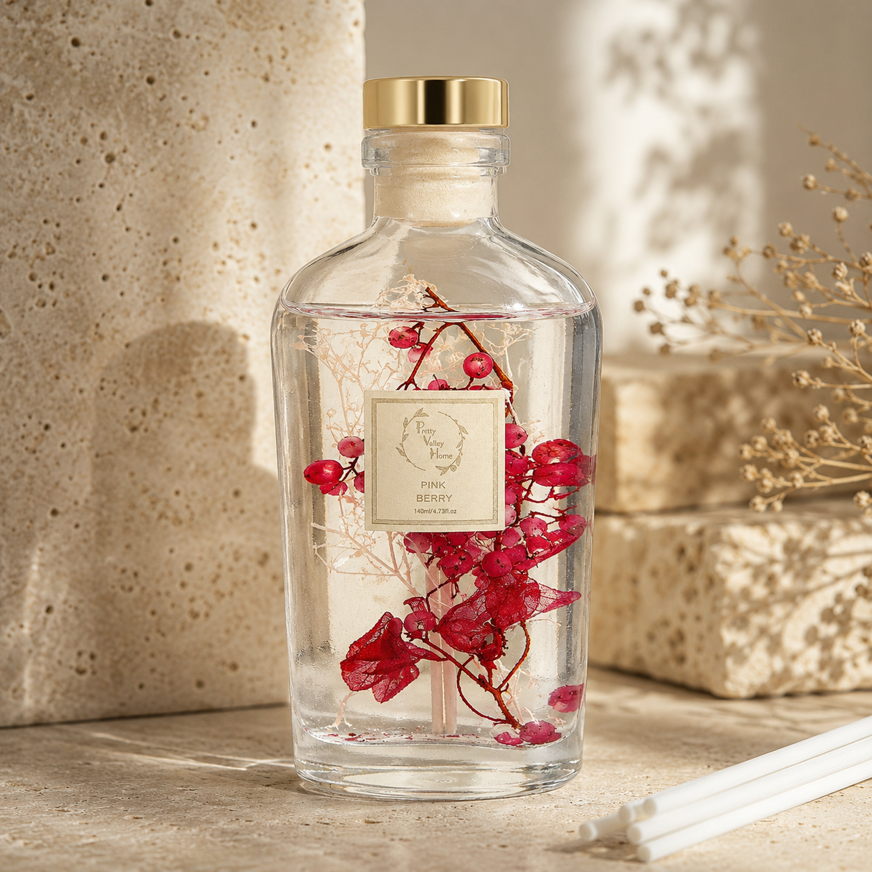 Botanical Reed Diffuser Sets for Office Bathroom Room Decor - 140ml (4.7 oz )