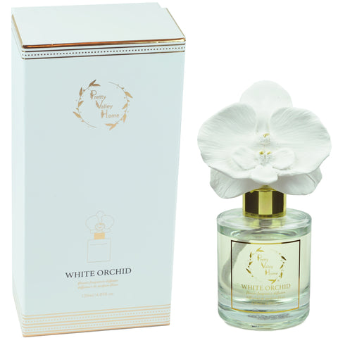 Ceramic Orchid Flower Fragrance Diffuser Set White Orchid 1439