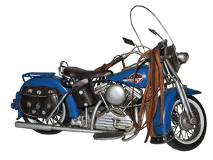 Pretty Valley Home - Retro Classic Handmade Iron 'Blue HD Motorcycle' Model Craft Figure