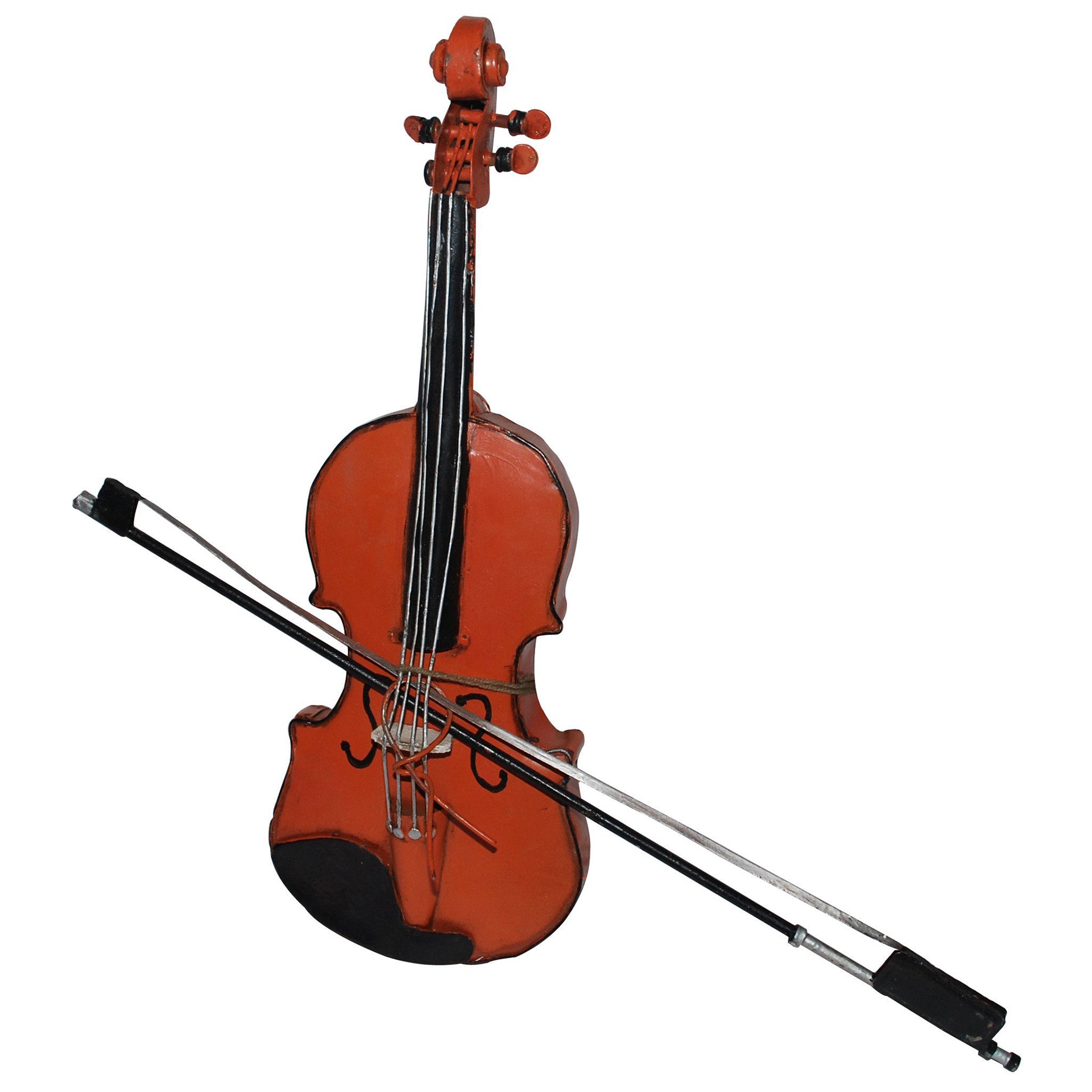 Retro Classic Handmade Iron 'Vintage Orange Violin' Model Craft Figure