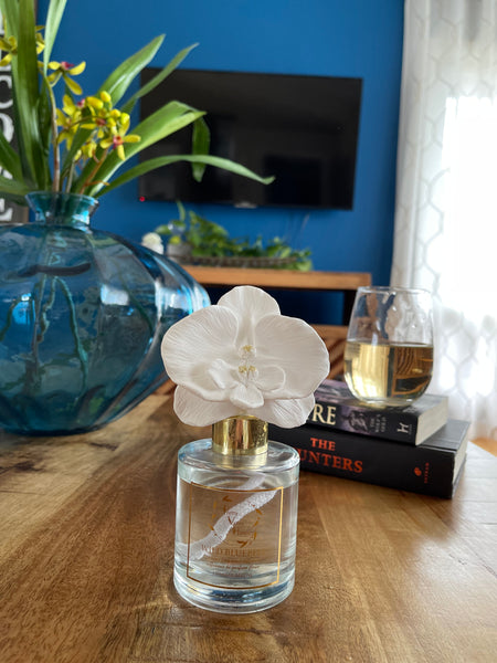 Ceramic Orchid Flower Fragrance Diffuser Set Wild Bluebell 1439