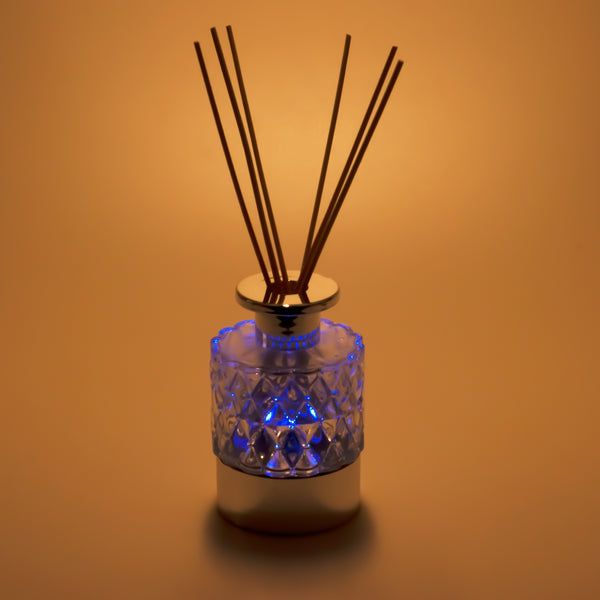 LED Lighted Clear Cut Glass Reed Fragrance Diffuser Bergamot 110ml PV8700L
