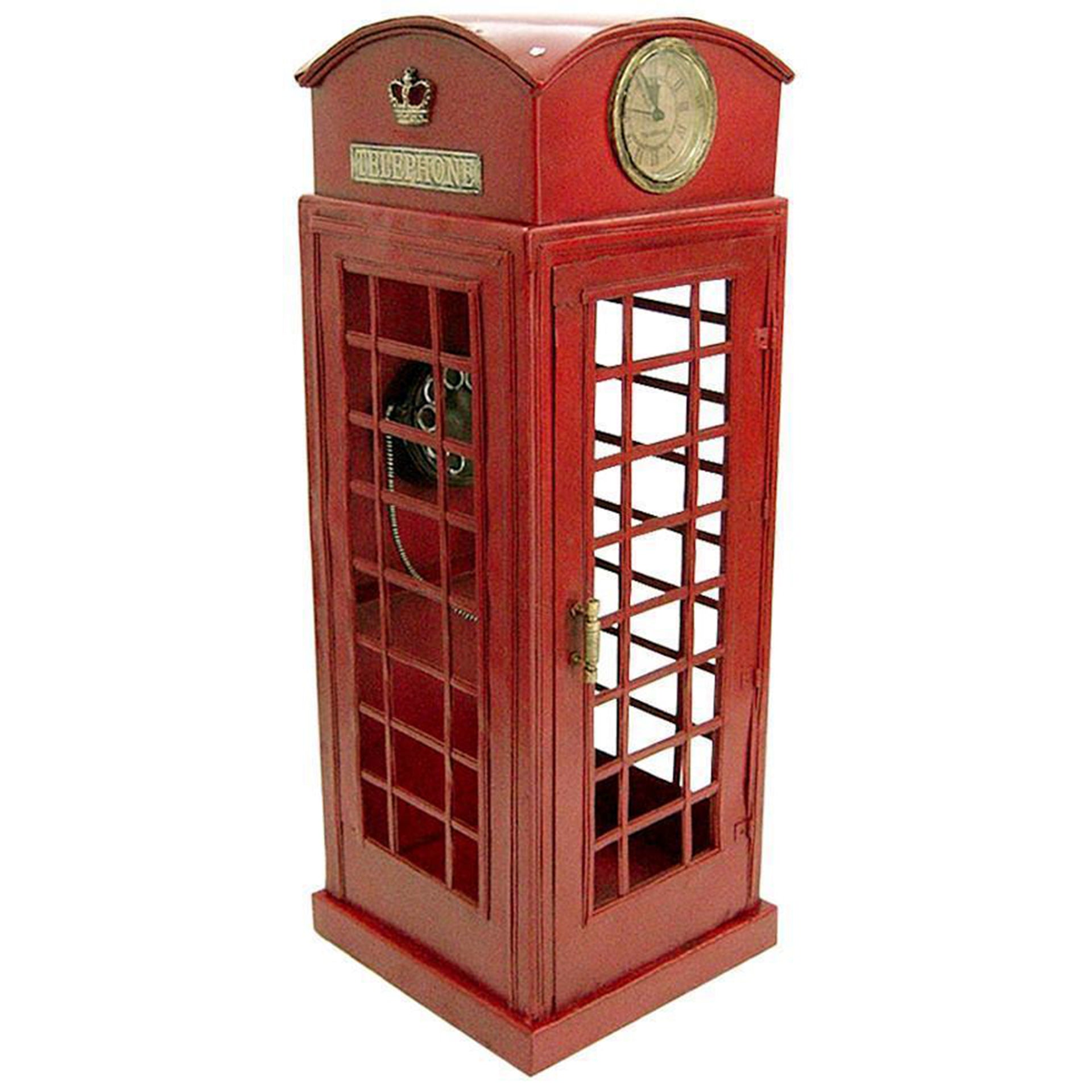Retro Classic Handmade Iron '1920 RED LONDON TELEPHONE BOOTH' Model Craft Figure