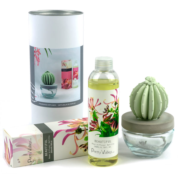 Barrel Cactus Ceramic Flower Fragrance Diffuser Combo Beautiful 200ml DFC-BRL-9134