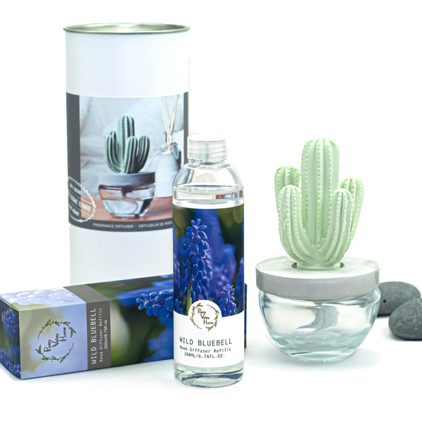 Cactus Ceramic Flower Fragrance Diffuser Set Wild Bluebell 200ml DFC-CAC-1314