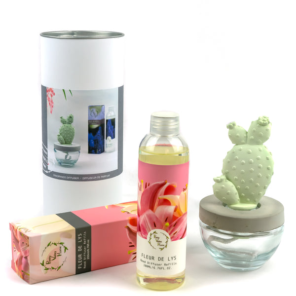 Bunny Ear Cactus Ceramic Flower Fragrance Diffuser Combo Fleur De Lys 200ml DFC-BNY-9134
