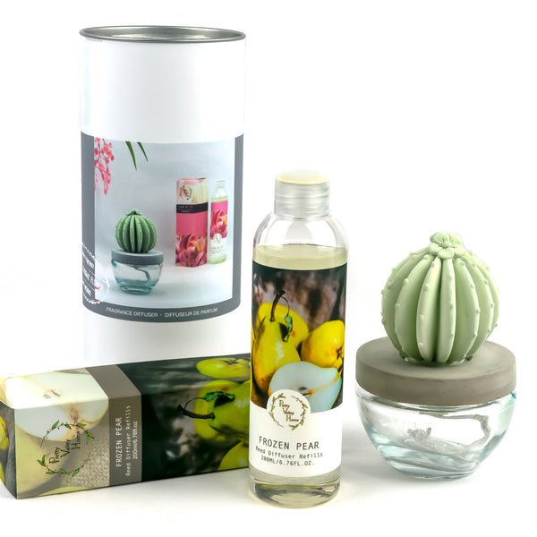 Barrel Cactus Ceramic Flower Fragrance Diffuser Combo Frozen Pear 200ml DFC-BRL-9134