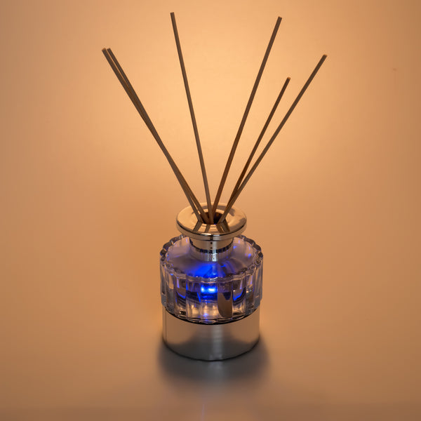 LED Lighted Clear Round Glass Reed Fragrance Diffuser Jasmine 110ml PV9000L