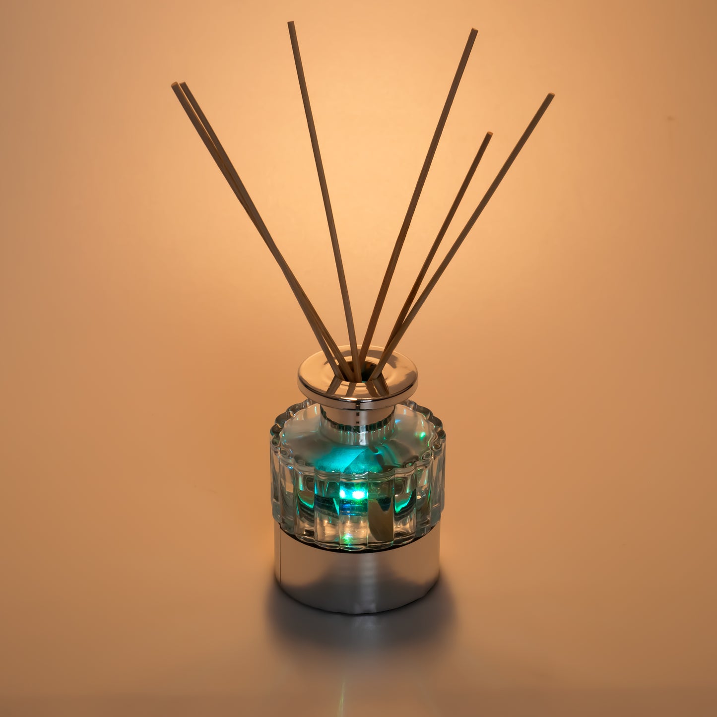 LED Lighted Clear Round Glass Reed Fragrance Diffuser Citrus & Lemon 110ml PV9000L