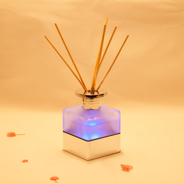 LED Lighted Frosted Glass Reed Fragrance Diffuser Lavender 110ml PV9003L