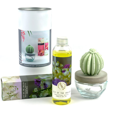 Barrel Cactus Ceramic Flower Fragrance Diffuser Combo Lily Of The Valley 200ml DFC-BRL-9134