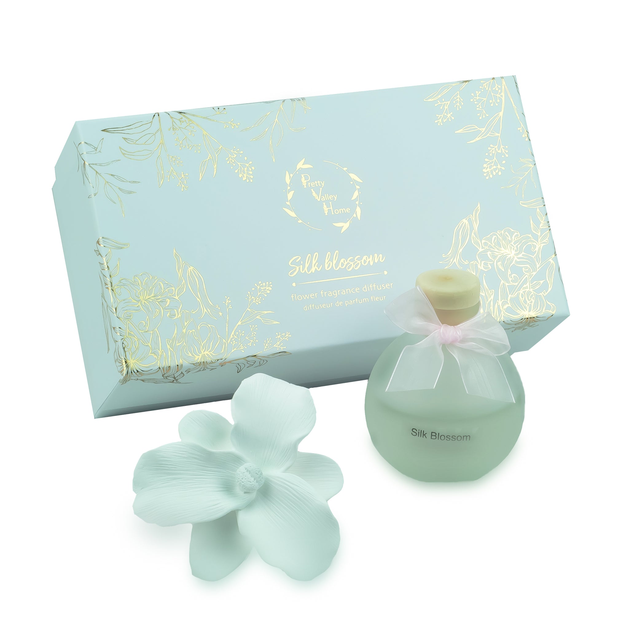 Ceramic Flower Fragrance Diffuser Set Silk Blossom 1441