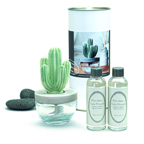 Cactus Ceramic Flower Fragrance Diffuser Set Tulle Flowers 200ml DFC-CAC-1314-8027