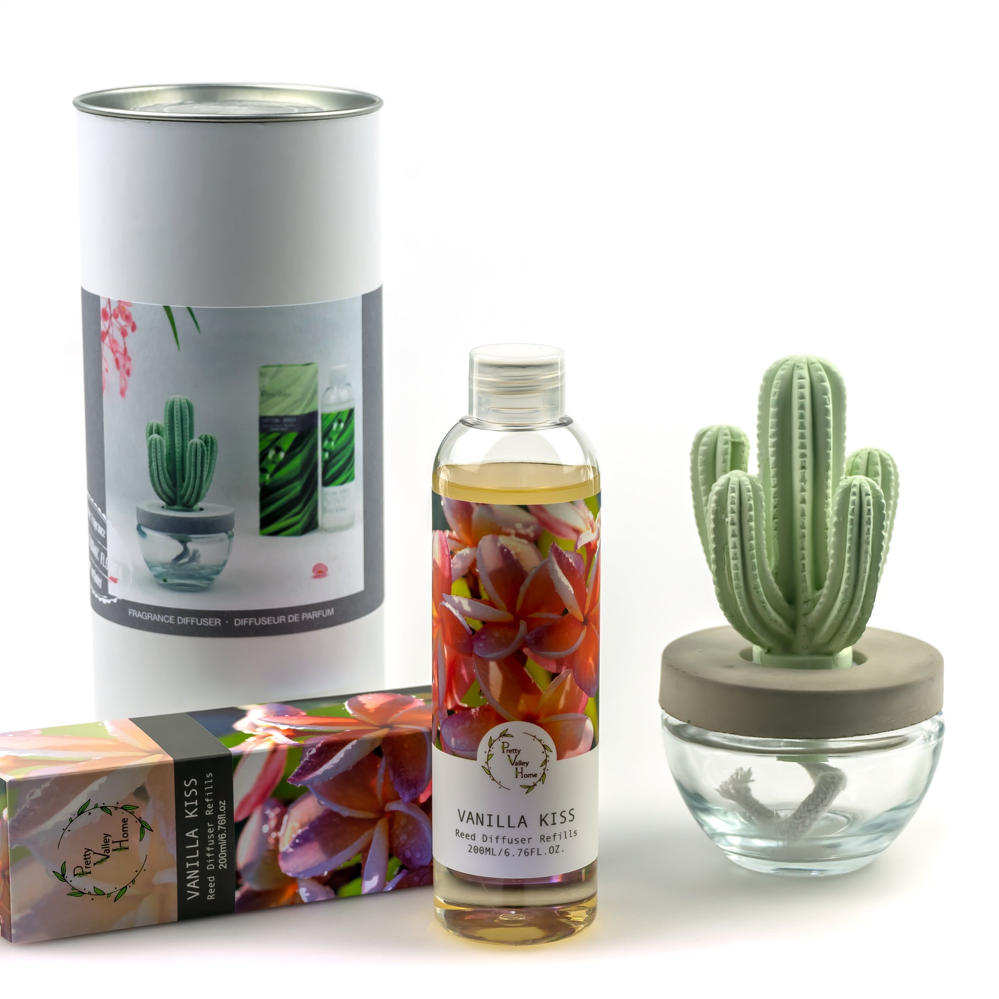 Cactus Ceramic Flower Fragrance Diffuser Combo Vanilla Kiss 200ml DFC-CAC-9134