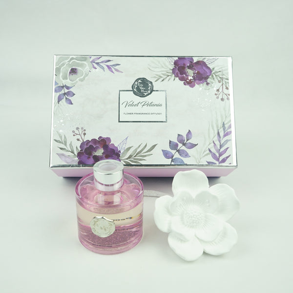 Ceramic Flower Fragrance Diffuser Set Velvet Petunia DF-VP-1412
