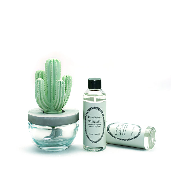 Cactus Ceramic Flower Fragrance Diffuser Set White Lily 200ml DFC-CAC-1314-8027