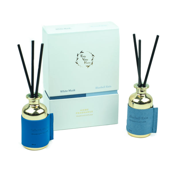 Pretty Valley Home Air Fragrance Reed Diffuser Set White Musk Bluebell Rain Combo DFS-BR-WM-3412